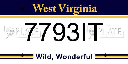 7793IT West Virginia License Plate