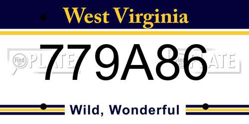 779A86 West Virginia License Plate