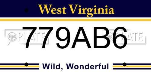 779AB6 West Virginia License Plate