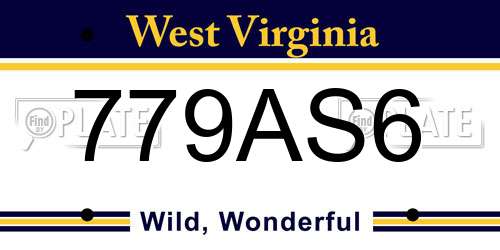 779AS6 West Virginia License Plate