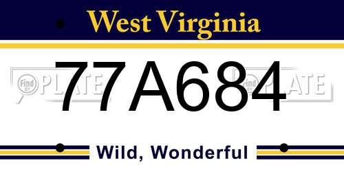 77A684 West Virginia License Plate