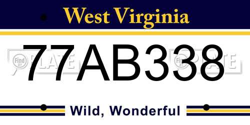 77AB338 West Virginia License Plate