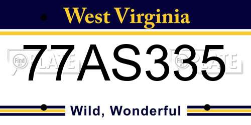 77AS335 West Virginia License Plate