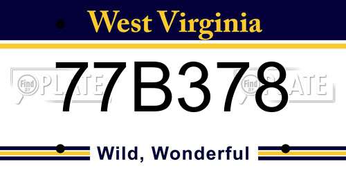 77B378 West Virginia License Plate