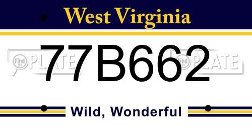 77B662 West Virginia License Plate