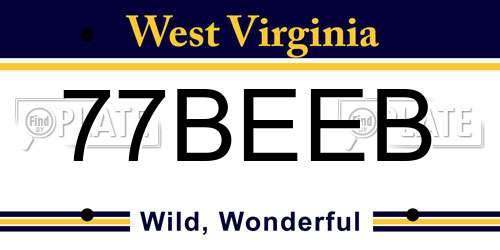 77BEEB West Virginia License Plate