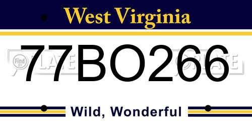77BO266 West Virginia License Plate