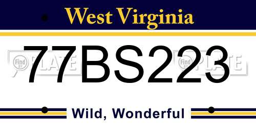 77BS223 West Virginia License Plate