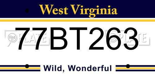 77BT263 West Virginia License Plate