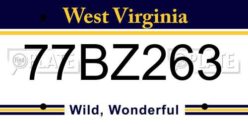 77BZ263 West Virginia License Plate