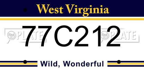 77C212 West Virginia License Plate