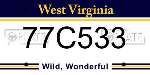 77C533 West Virginia License Plate