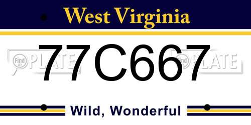77C667 West Virginia License Plate