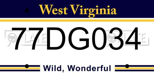 77DG034 West Virginia License Plate