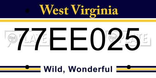 77EE025 West Virginia License Plate
