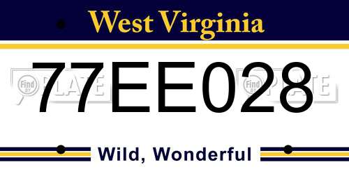 77EE028 West Virginia License Plate
