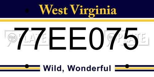 77EE075 West Virginia License Plate