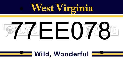 77EE078 West Virginia License Plate