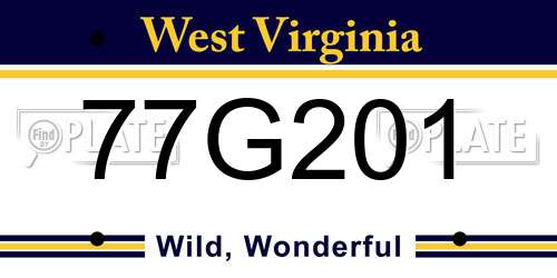 77G201 West Virginia License Plate