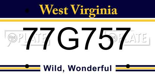 77G757 West Virginia License Plate
