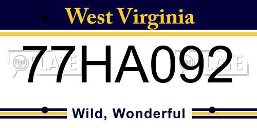 77HA092 West Virginia License Plate