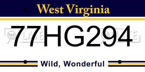 77HG294 West Virginia License Plate