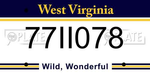 77II078 West Virginia License Plate