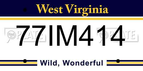 77IM414 West Virginia License Plate