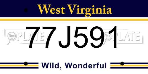 77J591 West Virginia License Plate
