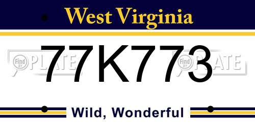 77K773 West Virginia License Plate