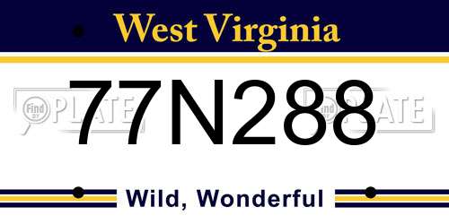 77N288 West Virginia License Plate