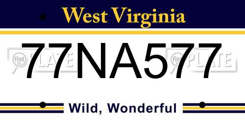 77NA577 West Virginia License Plate