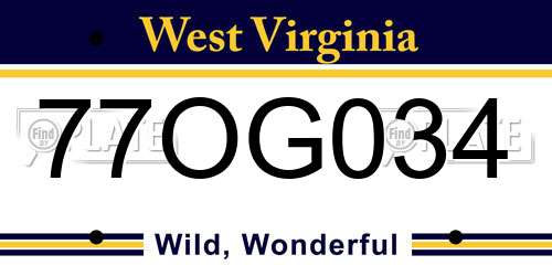 77OG034 West Virginia License Plate