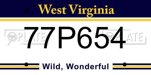 77P654 West Virginia License Plate