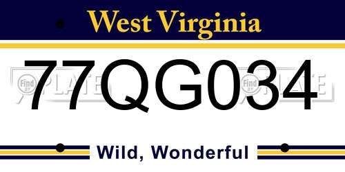 77QG034 West Virginia License Plate