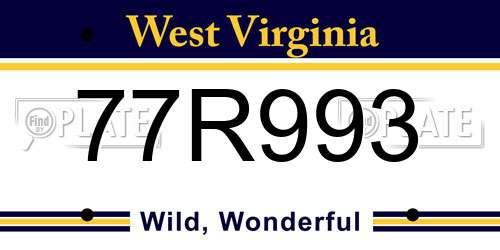 77R993 West Virginia License Plate