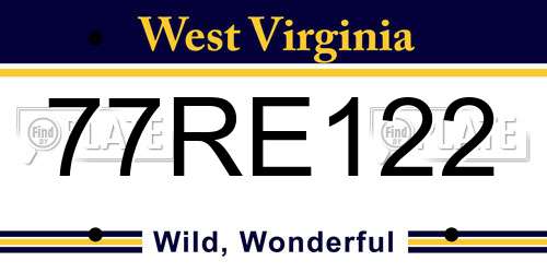 77RE122 West Virginia License Plate