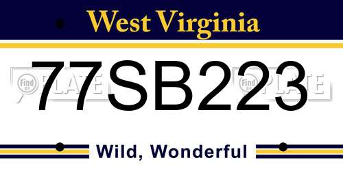 77SB223 West Virginia License Plate