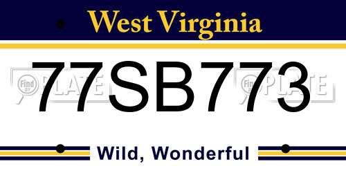 77SB773 West Virginia License Plate