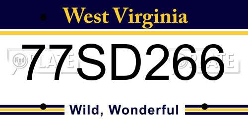 77SD266 West Virginia License Plate
