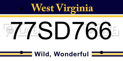 77SD766 West Virginia License Plate