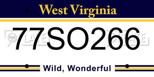 77SO266 West Virginia License Plate