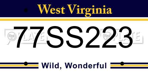 77SS223 West Virginia License Plate