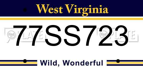 77SS723 West Virginia License Plate