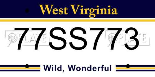 77SS773 West Virginia License Plate
