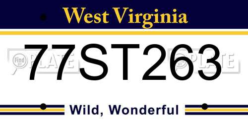 77ST263 West Virginia License Plate