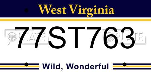 77ST763 West Virginia License Plate