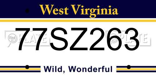 77SZ263 West Virginia License Plate