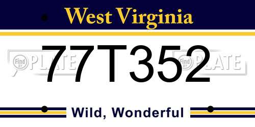 77T352 West Virginia License Plate