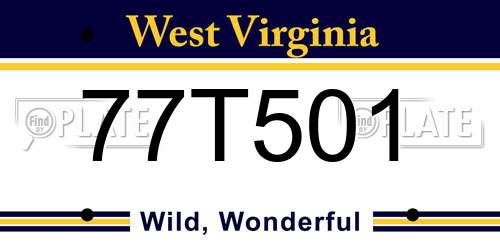 77T501 West Virginia License Plate